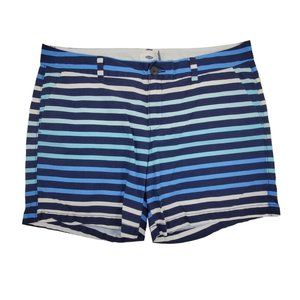 Old Navy Womens shorts sz 14 blue & white stripes mid rise cotton